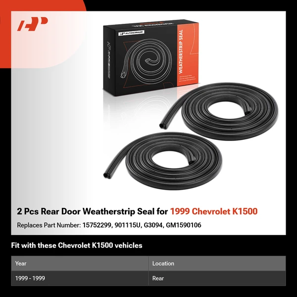 2 Pcs Rear Door Weatherstrip Seal for 1999 Chevrolet K1500