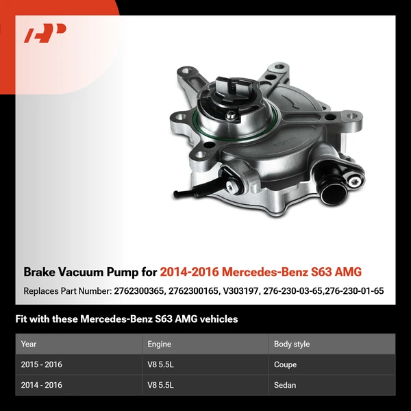 Brake Vacuum Pump for 2014-2016 Mercedes-Benz S63 AMG