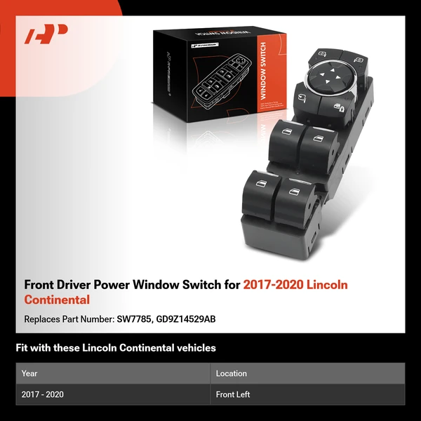 Front Driver Power Window Switch for 2017-2020 Lincoln Continental