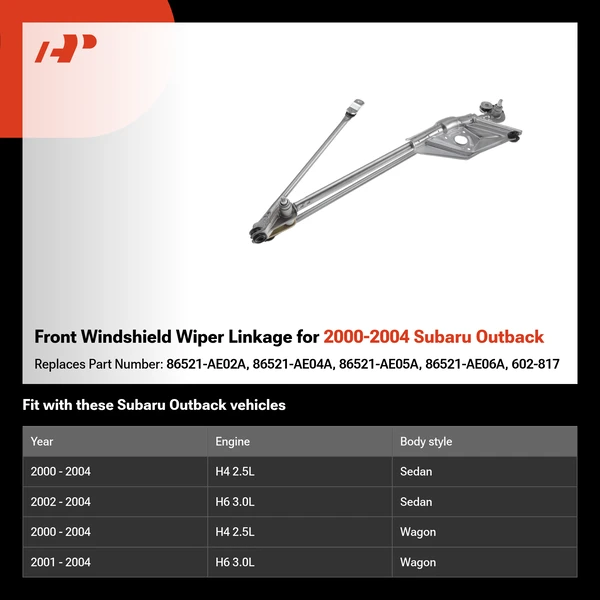 Front Windshield Wiper Linkage for 2000-2004 Subaru Outback