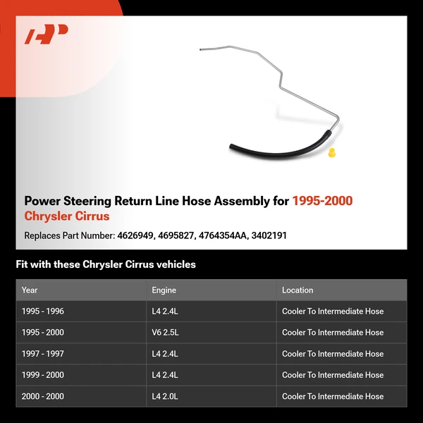 Power Steering Return Line Hose Assembly for 1995-2000 Chrysler Cirrus