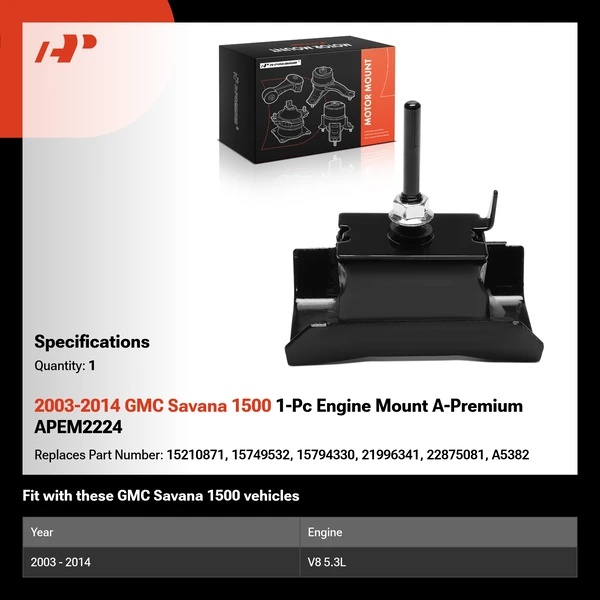 2003-2014 GMC Savana 1500 1-Pc Engine Mount A-Premium APEM2224