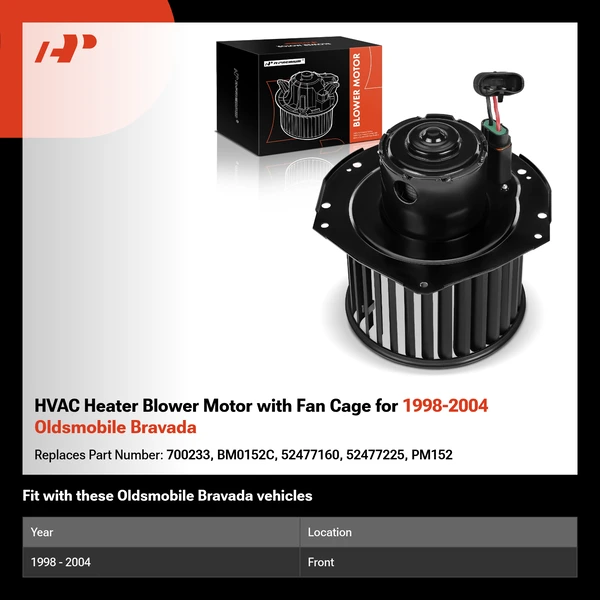 HVAC Heater Blower Motor with Fan Cage for 1998-2004 Oldsmobile Bravada