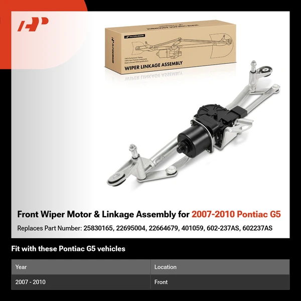 Front Wiper Motor & Linkage Assembly for 2007-2010 Pontiac G5