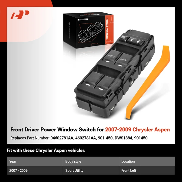 Front Driver Power Window Switch for 2007-2009 Chrysler Aspen