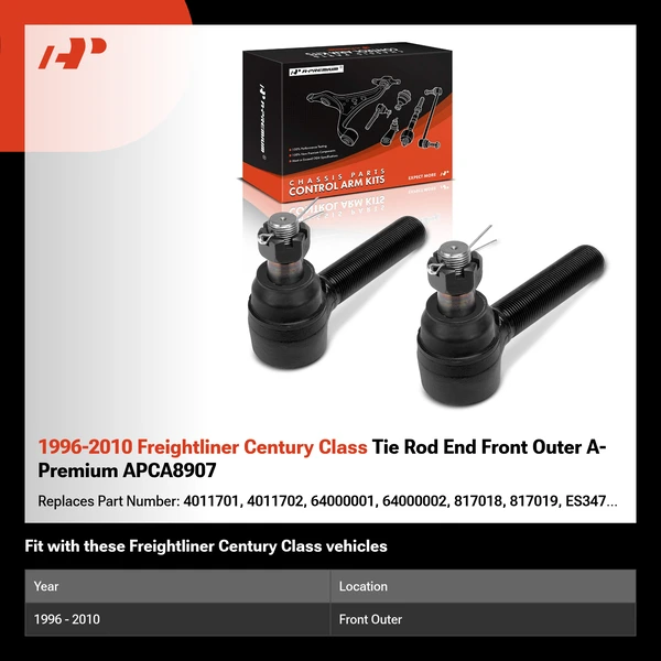 1996-2010 Freightliner Century Class Tie Rod End Front Outer A-Premium APCA8907