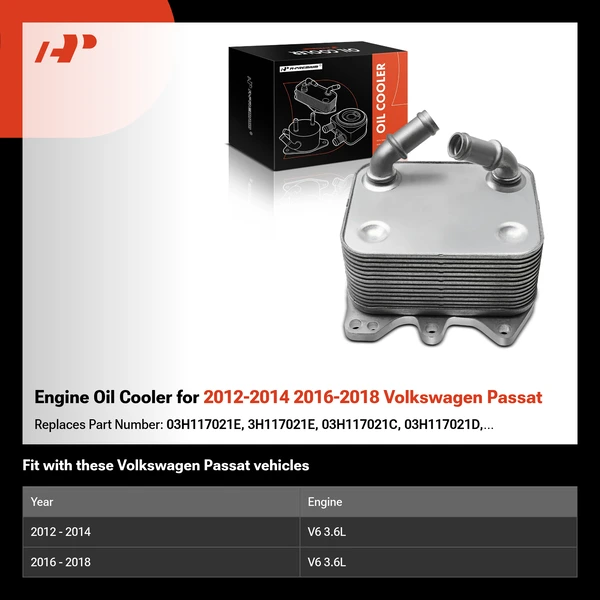 Engine Oil Cooler for 2012-2014 2016-2018 Volkswagen Passat