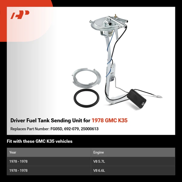 Driver Fuel Tank Sending Unit for 1978 GMC K35
