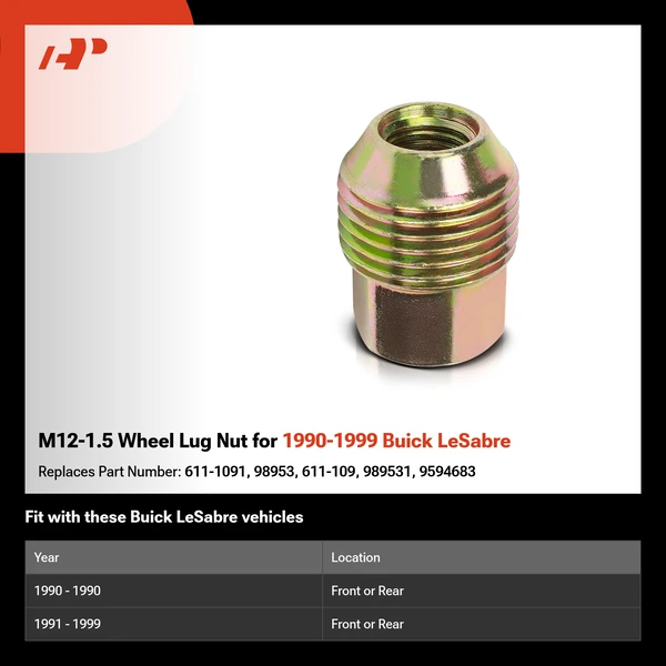 M12-1.5 Wheel Lug Nut for 1990-1999 Buick LeSabre