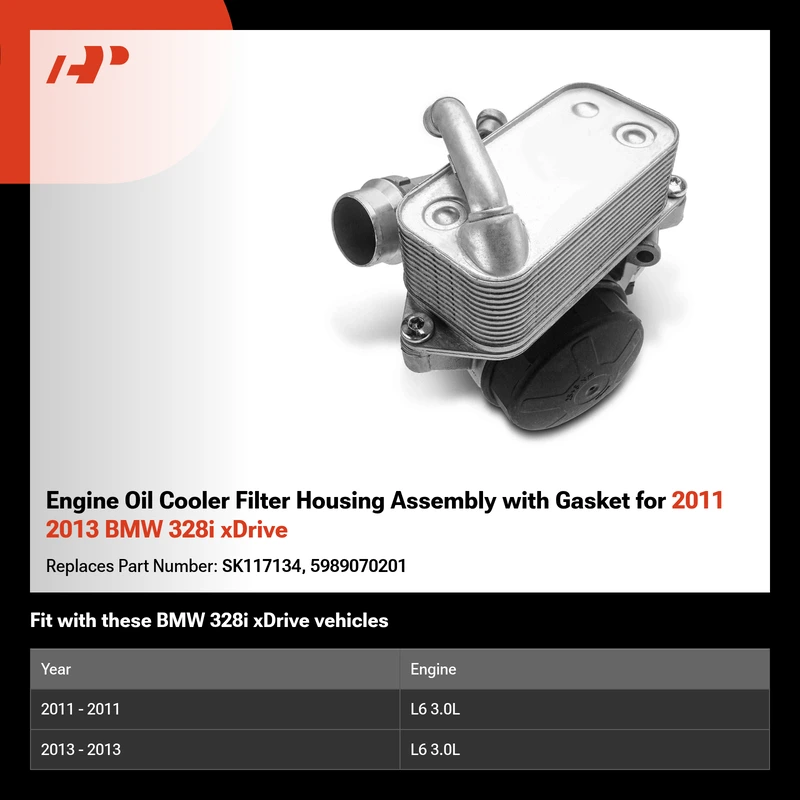 Engine Oil Cooler Filter Housing Assembly with Gasket for 2011 2013 BMW 328i xDrive