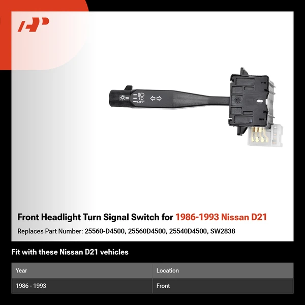 Front Headlight Turn Signal Switch for 1986-1993 Nissan D21