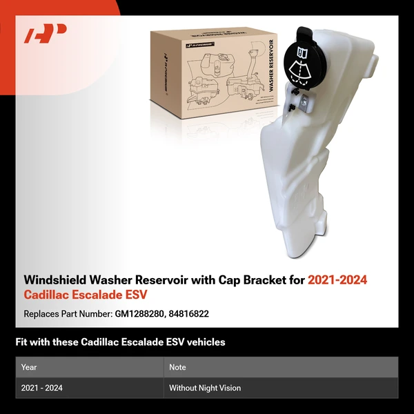 Windshield Washer Reservoir with Cap Bracket for 2021-2024 Cadillac Escalade ESV