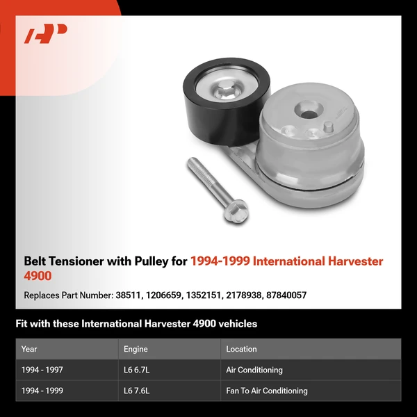 Belt Tensioner with Pulley for 1994-1999 International Harvester 4900