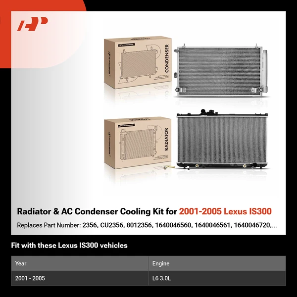 Radiator & AC Condenser Cooling Kit for 2001-2005 Lexus IS300