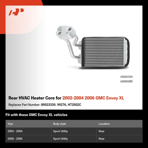 Rear HVAC Heater Core for 2002-2004 2006 GMC Envoy XL