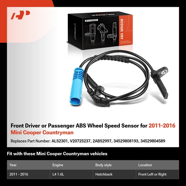 Front Driver or Passenger ABS Wheel Speed Sensor for 2011-2016 Mini Cooper Countryman