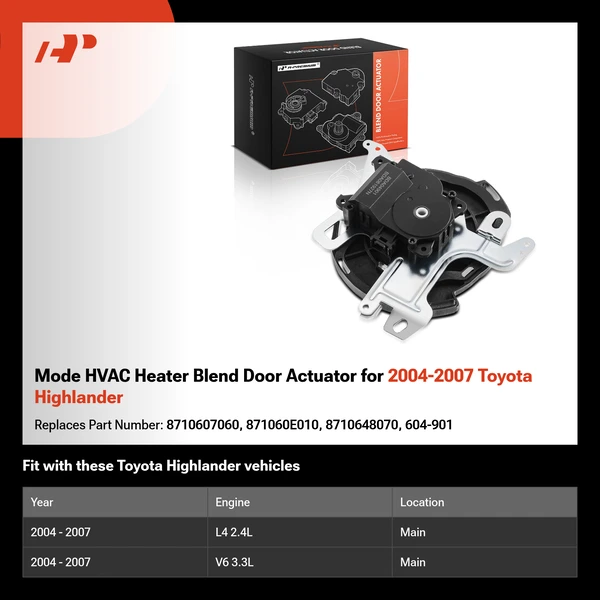 Mode HVAC Heater Blend Door Actuator for 2004-2007 Toyota Highlander