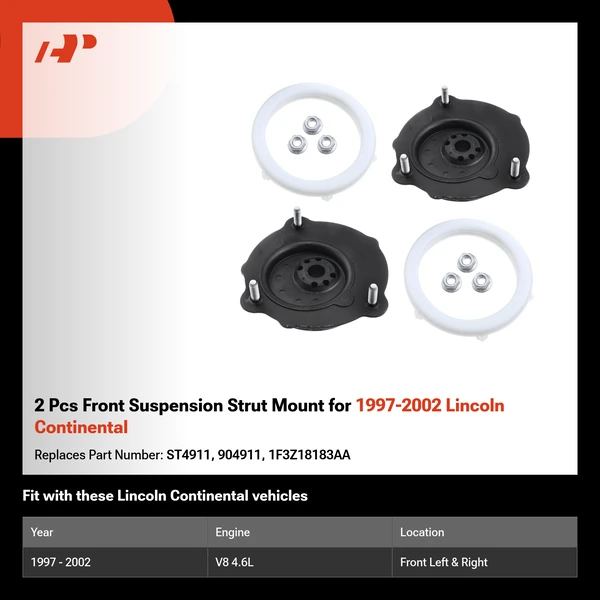 2 Pcs Front Suspension Strut Mount for 1997-2002 Lincoln Continental