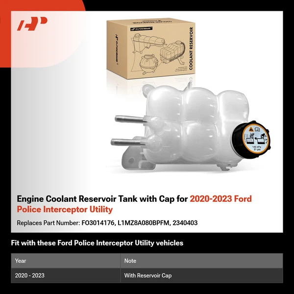 Engine Coolant Reservoir Tank with Cap for 2020-2023 Ford Police Interceptor Utility