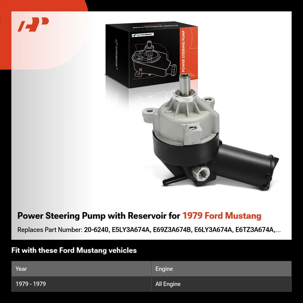 Power Steering Pump with Reservoir for 1979 Ford Mustang