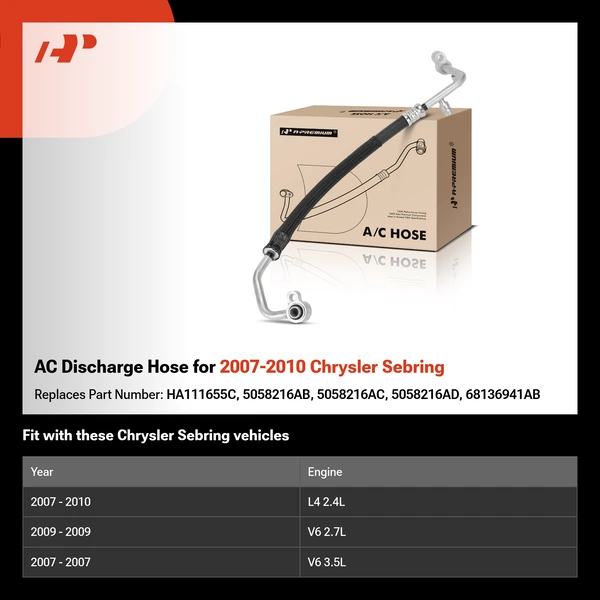 AC Discharge Hose for 2007-2010 Chrysler Sebring