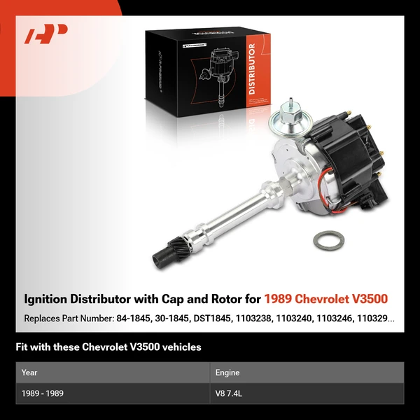Ignition Distributor with Cap and Rotor for 1989 Chevrolet V3500