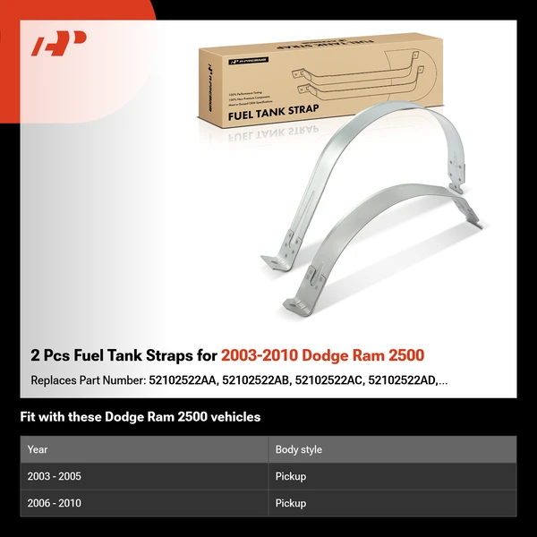 2 Pcs Fuel Tank Straps for 2003-2010 Dodge Ram 2500