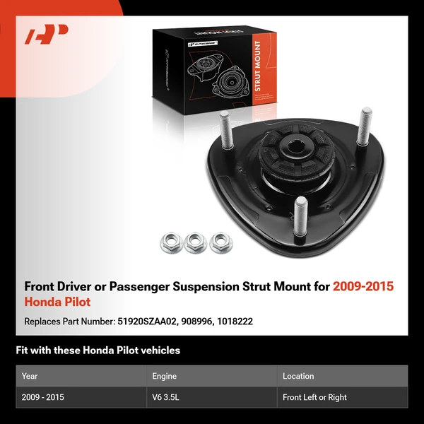 Front Driver or Passenger Suspension Strut Mount for 2009-2015 Honda Pilot