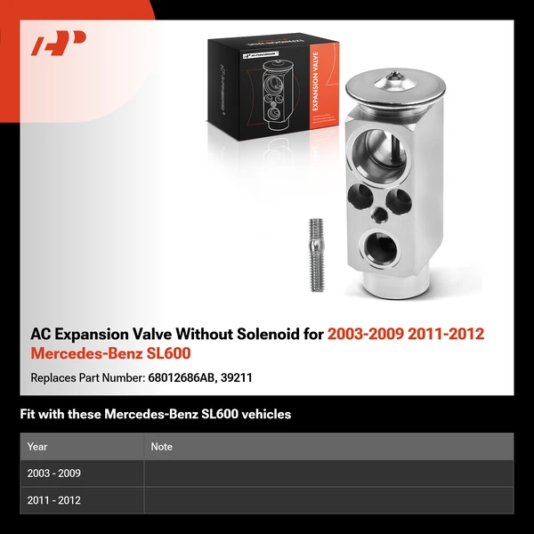 AC Expansion Valve Without Solenoid for 2003-2009 2011-2012 Mercedes-Benz SL600