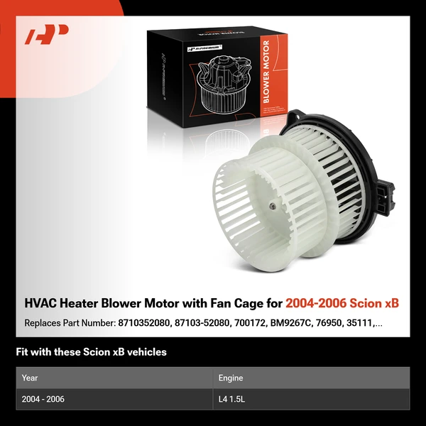 HVAC Heater Blower Motor with Fan Cage for 2004-2006 Scion xB