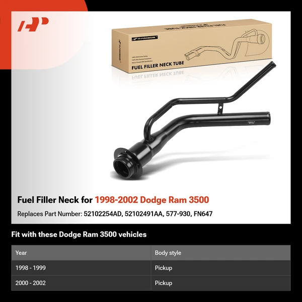 Fuel Filler Neck for 1998-2002 Dodge Ram 3500