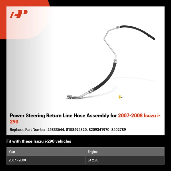 Power Steering Return Line Hose Assembly for 2007-2008 Isuzu i-290