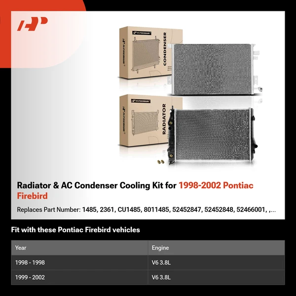 Radiator & AC Condenser Cooling Kit for 1998-2002 Pontiac Firebird