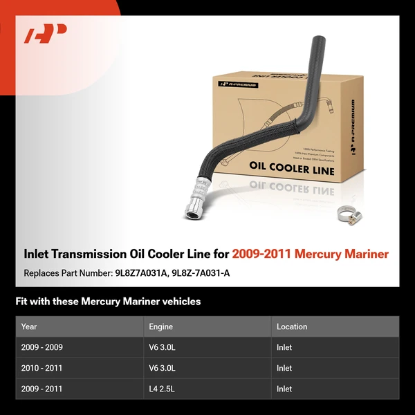 Inlet Transmission Oil Cooler Line for 2009-2011 Mercury Mariner