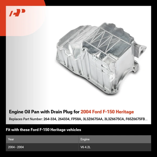 Engine Oil Pan with Drain Plug for 2004 Ford F-150 Heritage