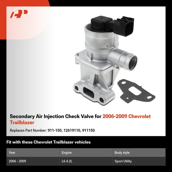 Secondary Air Injection Check Valve for 2006-2009 Chevrolet Trailblazer