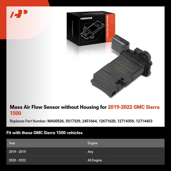 Mass Air Flow Sensor without Housing for 2019-2022 GMC Sierra 1500