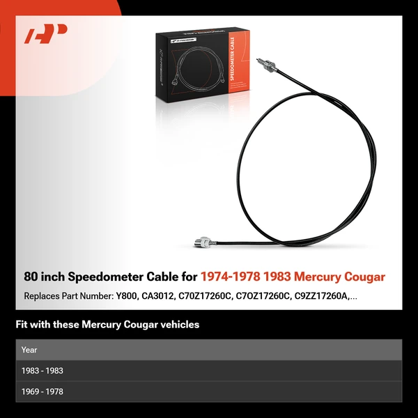 80 inch Speedometer Cable for 1974-1978 1983 Mercury Cougar