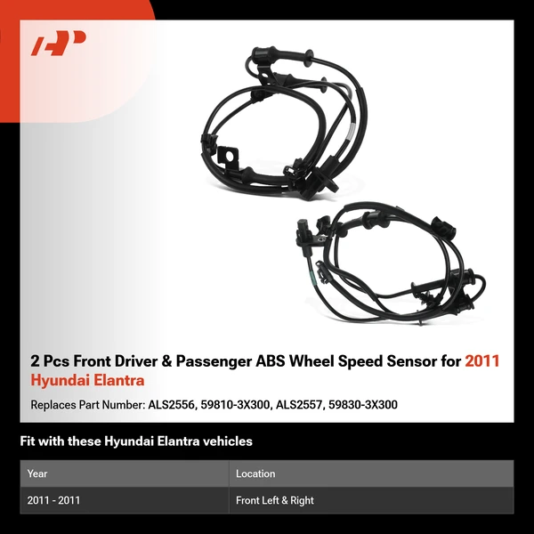 2 Pcs Front Driver & Passenger ABS Wheel Speed Sensor for 2011 Hyundai Elantra