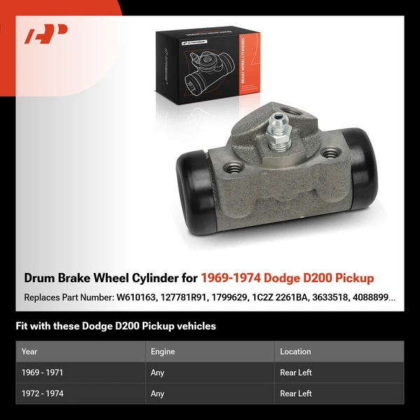 Drum Brake Wheel Cylinder for 1969-1974 Dodge D200 Pickup