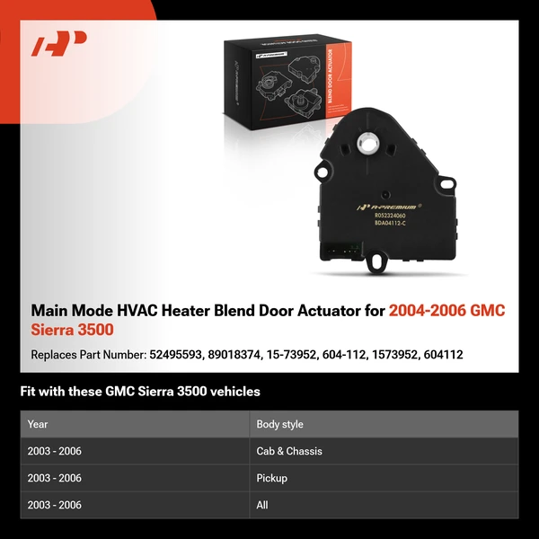 Main Mode HVAC Heater Blend Door Actuator for 2004-2006 GMC Sierra 3500