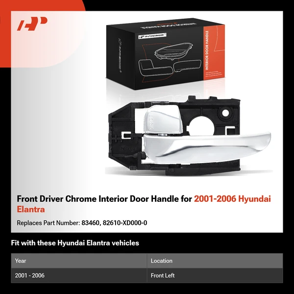 Front Driver Chrome Interior Door Handle for 2001-2006 Hyundai Elantra