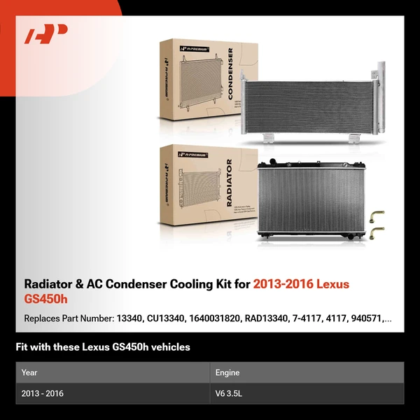 Radiator & AC Condenser Cooling Kit for 2013-2016 Lexus GS450h