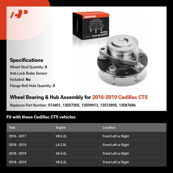 Wheel Bearing & Hub Assembly for 2016-2019 Cadillac CTS