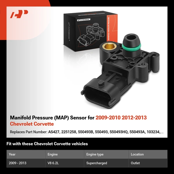 Manifold Pressure (MAP) Sensor for 2009-2010 2012-2013 Chevrolet Corvette