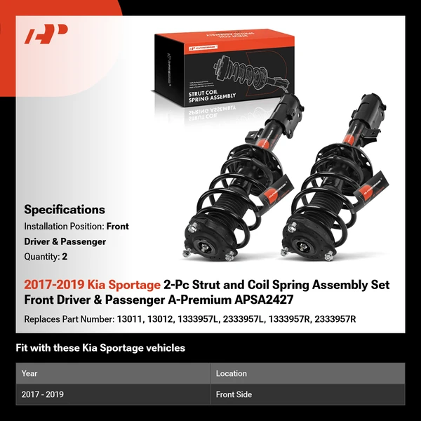 2017-2019 Kia Sportage 2-Pc Strut and Coil Spring Assembly Set Front Driver & Passenger A-Premium APSA2427