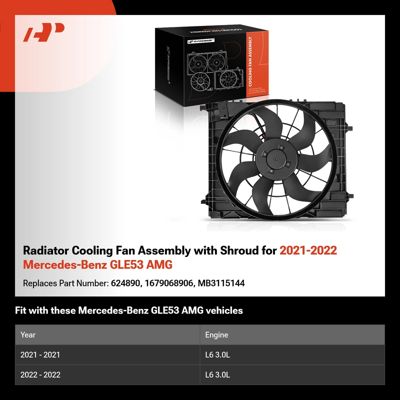 Radiator Cooling Fan Assembly with Shroud for 2021-2022 Mercedes-Benz GLE53 AMG