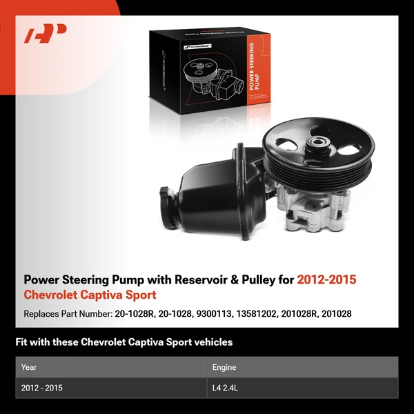 Power Steering Pump with Reservoir & Pulley for 2012-2015 Chevrolet Captiva Sport