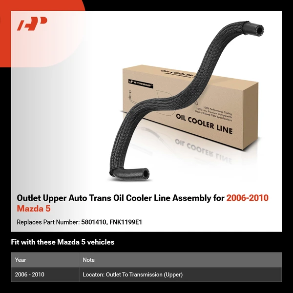 Outlet Upper Auto Trans Oil Cooler Line Assembly for 2006-2010 Mazda 5