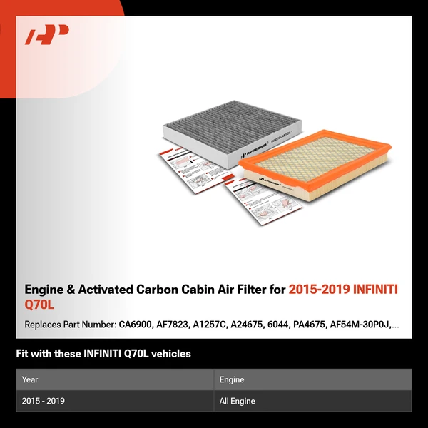 Engine & Activated Carbon Cabin Air Filter for 2015-2019 INFINITI Q70L